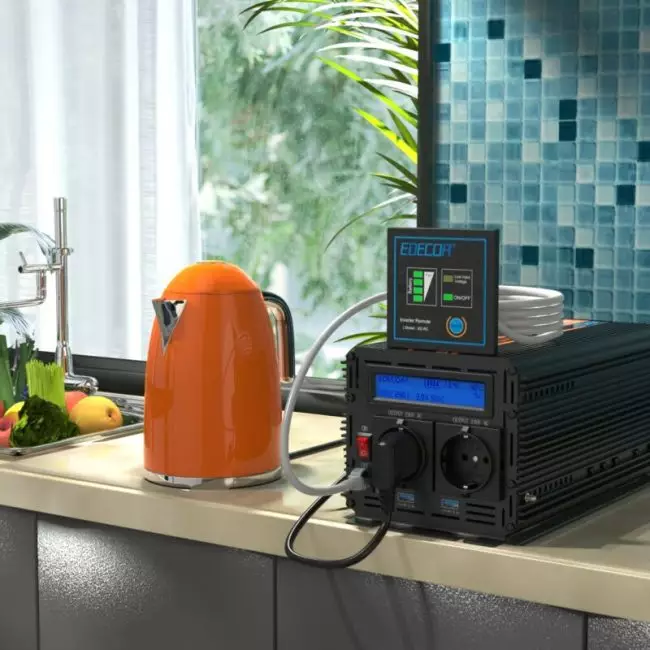 Inverter 12v 220v Pure Sine Wave 1000w EDECOA DC 12v AC 110v 230v 240v Power Converter EU UK US 1000 watt Inverter 12v 220v 5