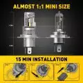 AUXITO 2PCS 20000LM H4 LED Headlight Bulbs for Car Canbus No Error 9003 HB2 H4 Hi/Lo Beam Headlamps 6000K White Auto Lamps 12V 3