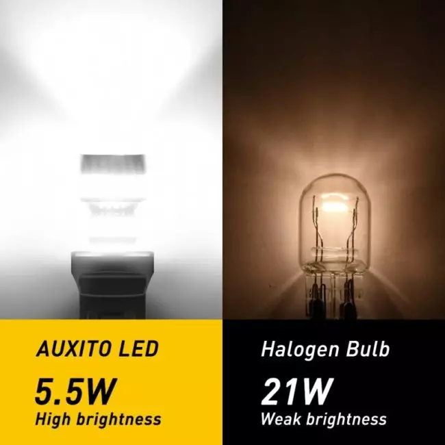 AUXITO 2Pcs 7443 7440 W21W LED Bulb Canbus No Error T20 W21/5W WY21W DRL Car Day Driving Reverse Light 6000K White Super Bright 5