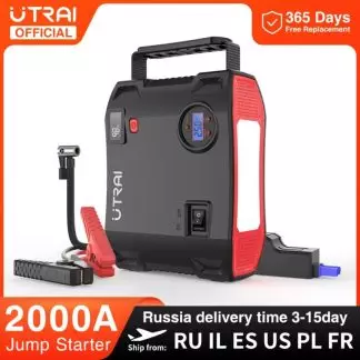 UTRAI Compressor 150PSI Air Pump Bicycle Car 2000A Jump Starter Power Bank Wireless Tire Inflator LED Air Compressor 1