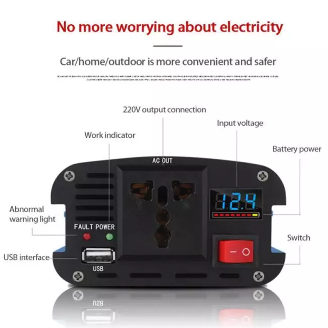 inverter 12v 220v pure sinus 6000W 4000W Pure Sine Wave Car Inverter Power Inverter DC12V To AC 220V Socket Converter for Car 4