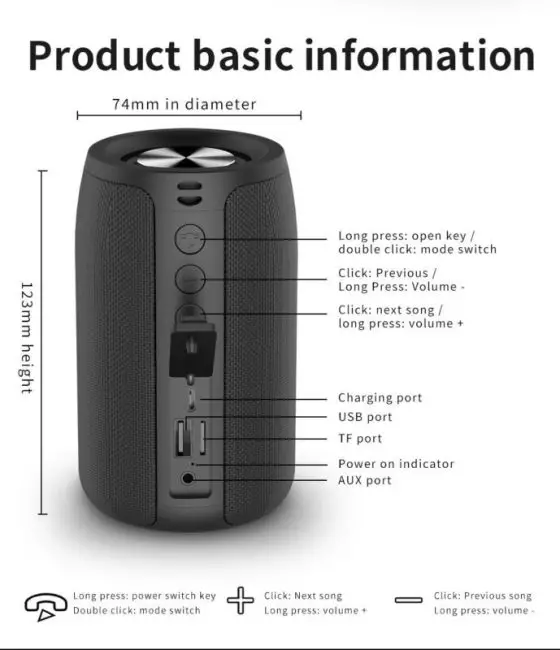 ZEALOT Bluetooth Speaker Bass Wireless Portable HIFI Stereo Waterproof Sound Box Outdoor Stereo Loudspeaker Music Centre 3