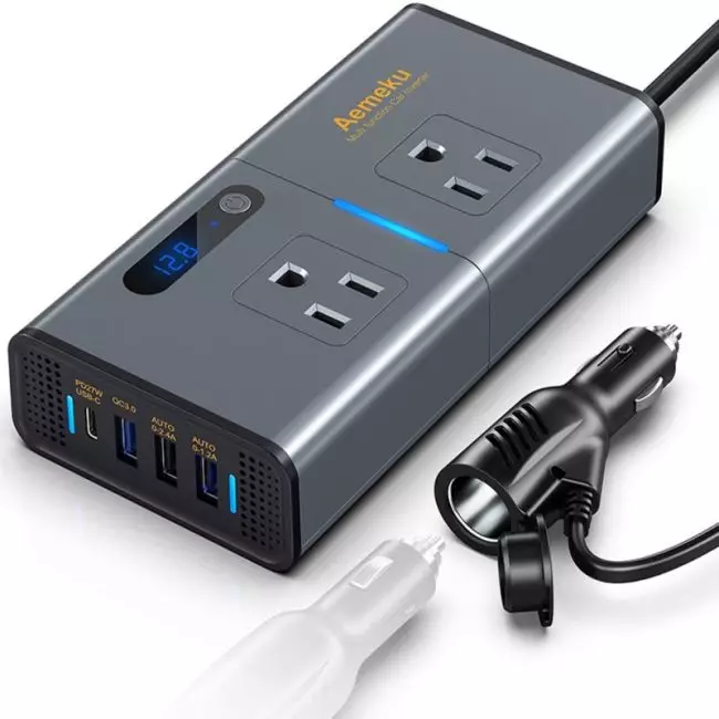 NEW 200W Car Inverter 12V DC To 110V AC Power Converter LED Display 4 USB Port Pure Sine Wave Fast Charging Car Inverter Charger 1