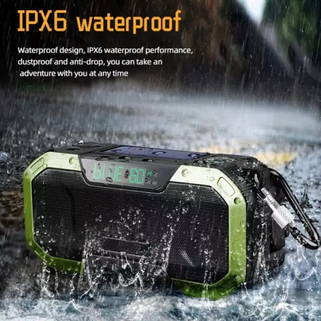 AM/FM Emergency Radio Solar Powered Hand Crank Radio with LED Flashlight 5000mAh Power Bank Phone Charger Bluetooth 5.0 Speaker 2
