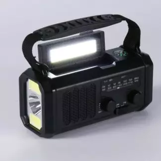 Solar Powered Emergency Power Bank SOS Alarm Type-C Charging Hand Crank Radio with LED Flashlight Multifunctional for Cell Phone 1