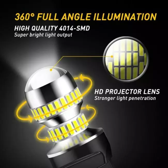 AUXITO 2Pcs 7443 7440 W21W LED Bulb Canbus No Error T20 W21/5W WY21W DRL Car Day Driving Reverse Light 6000K White Super Bright 2