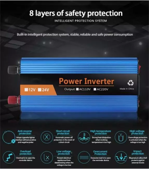 inverter 12v 220v pure sinus 6000W 4000W Pure Sine Wave Car Inverter Power Inverter DC12V To AC 220V Socket Converter for Car 2