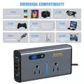 NEW 200W Car Inverter 12V DC To 110V AC Power Converter LED Display 4 USB Port Pure Sine Wave Fast Charging Car Inverter Charger 5
