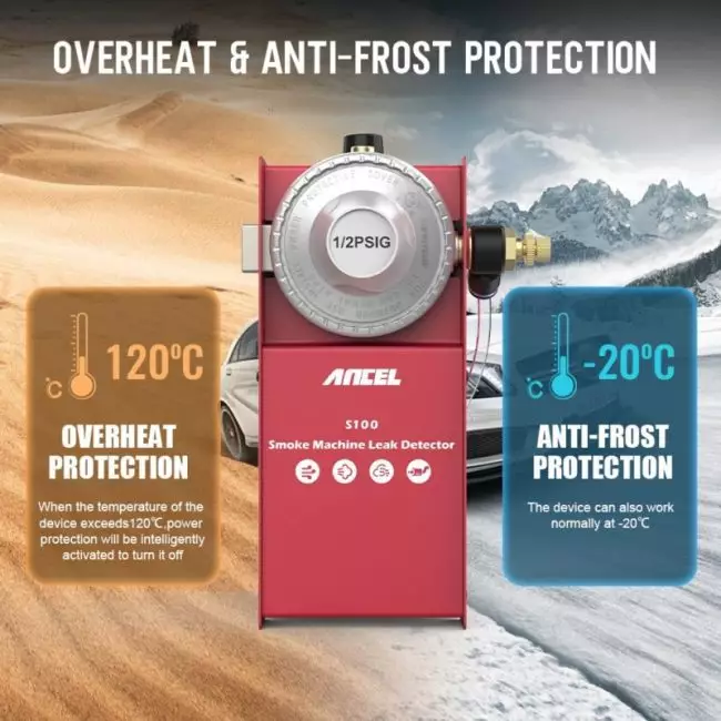 ANCEL S100 Car Smoke Leak Detector Oil Pipe Leaks Analyzer Tester Auto Gas Leakage Locator EVAP Vacuum Leakage Diagnostic Tools 6