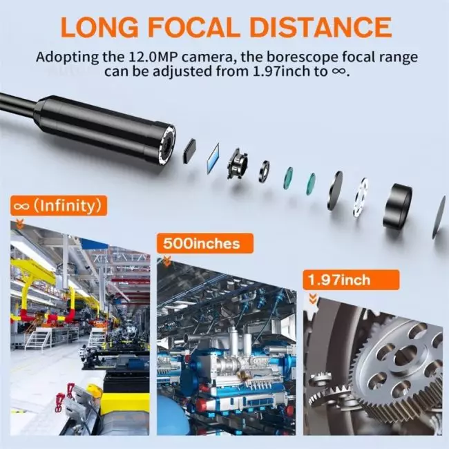 12MP Endoscope Camera Wireless Borescope Auto Focus WiFi Endoscope 5X Zoom IP67 Underwater Camera For Android iOS Tablet Huawei 3