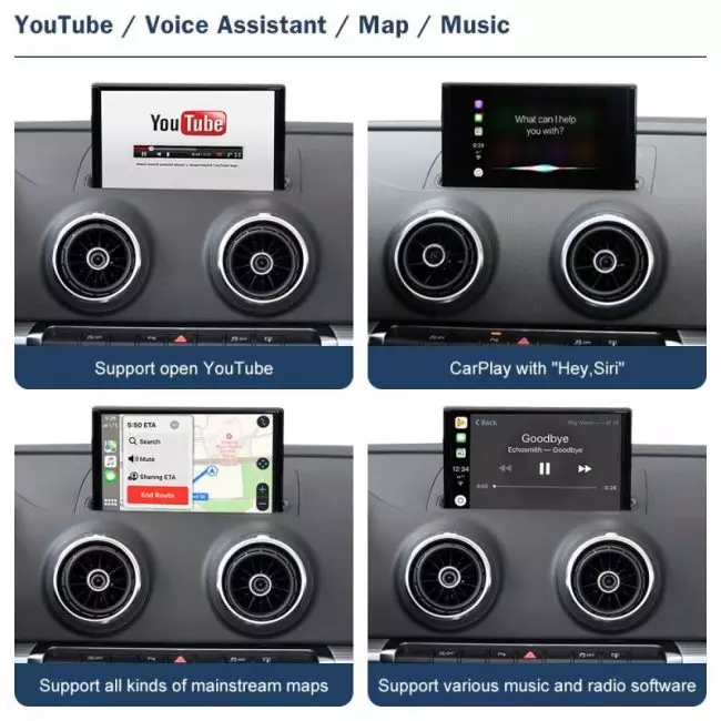 Wireless Apple CarPlay Android Auto Interface for Audi A3 2013-2018, with AirPlay Mirror Link Car Play Functions 4