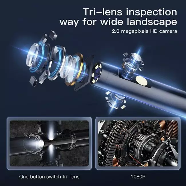 1080P 8mm Triple & Dual Lens Handheld Endoscope Camera with 5 3