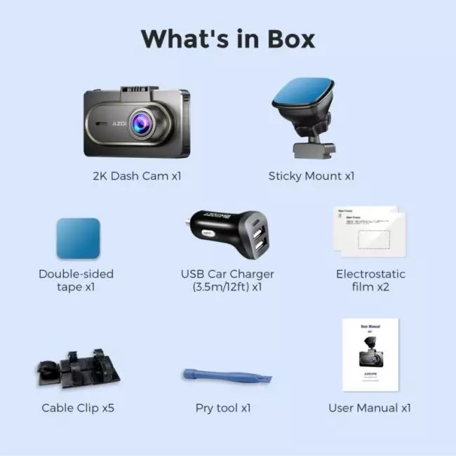 AZDOME M27 Car DVR 2K FHD 1440P Dash Cam Built-in GPS WIFI 3inch IPS Screen Car Recorders Parking Monitor,G-Sensor,Loop Record 6
