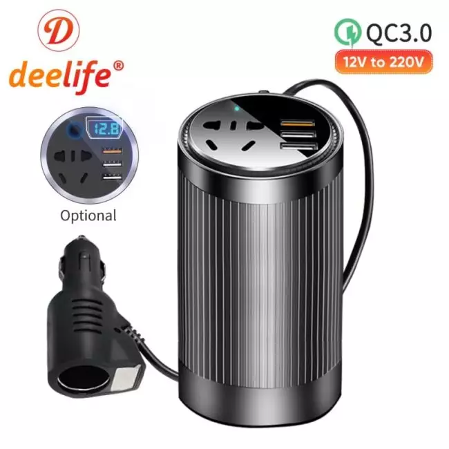 Deelife Car Converter 12v to 220v Power Inverter DC 12 V ~ AC 220 V Auto Voltage Inversters for Europe US AU EU Plug 200W 1