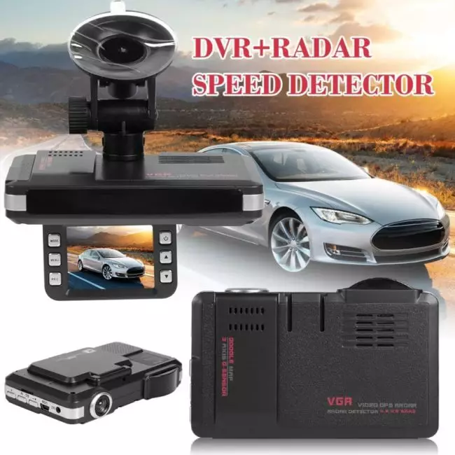 2 in 1 Car DVR Dashboard Camera Speedometer Mobile Speed Radar Detect Protect English Russian Voice Radar Detector X K CT La 12v 3