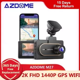 AZDOME M27 Car DVR 2K FHD 1440P Dash Cam Built-in GPS WIFI 3inch IPS Screen Car Recorders Parking Monitor,G-Sensor,Loop Record 1