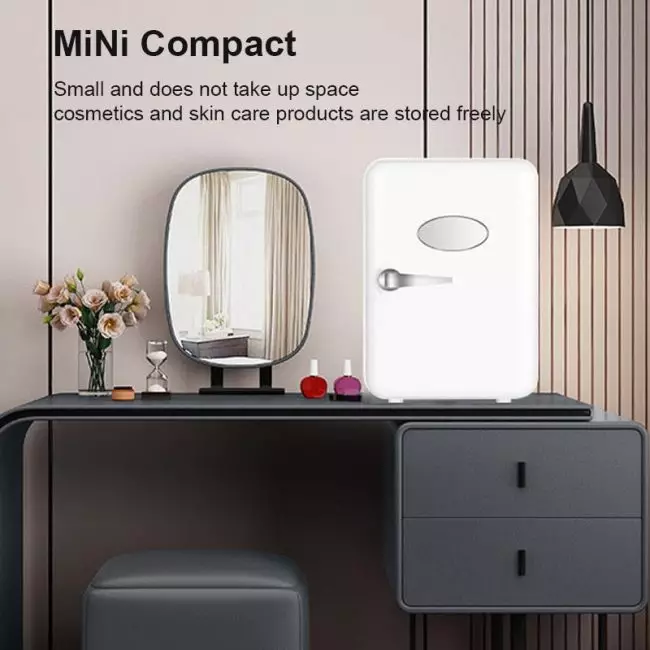 EAFC 4L 6Cans Small Refrigeration Warm Heat Mini Fridge Refrigerator Cosmetics Mask Beverage Dormitory Refrigerators Cooler 4