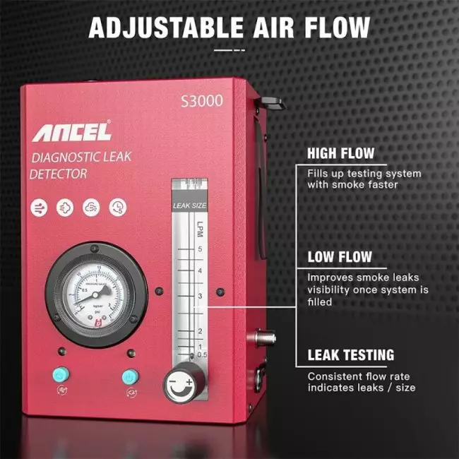 ANCEL S3000 Car Smoke Leak Detector Turbo 12V EVAP Pipe Leak Locator Analyzer Automotive Vacuum Leak Generator Diagnostic Tool 6