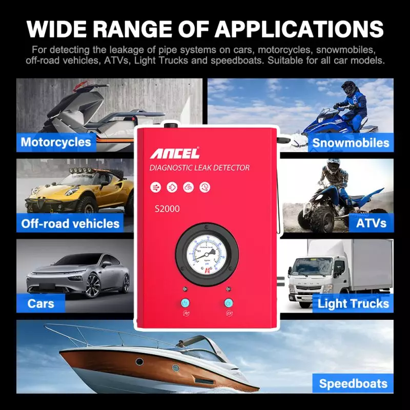 ANCEL S3000 Car Smoke Leak Detector Turbo 12V EVAP Pipe Leak Locator Analyzer Automotive Vacuum Leak Generator Diagnostic Tool 13