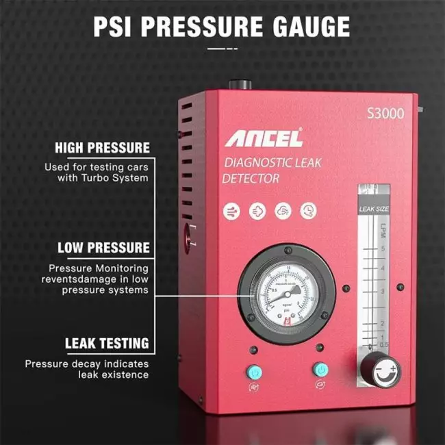 ANCEL S3000 Car Smoke Leak Detector Turbo 12V EVAP Pipe Leak Locator Analyzer Automotive Vacuum Leak Generator Diagnostic Tool 5