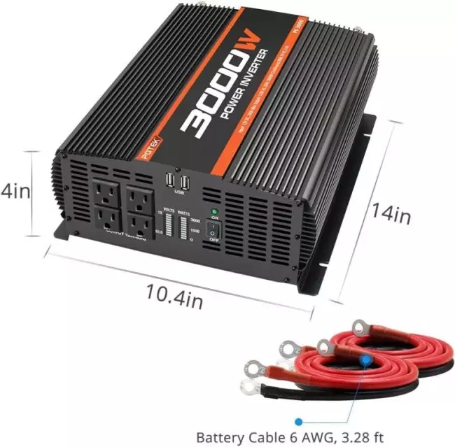 Powerful POTEK 3000W Power Inverter for Road Trips and Emergencies