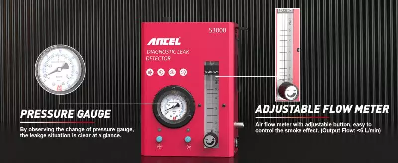 ANCEL S3000 Car Smoke Leak Detector Turbo 12V EVAP Pipe Leak Locator Analyzer Automotive Vacuum Leak Generator Diagnostic Tool 10