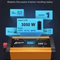 LCD display of the Ampeak 3000W pure sine wave power inverter showing working status