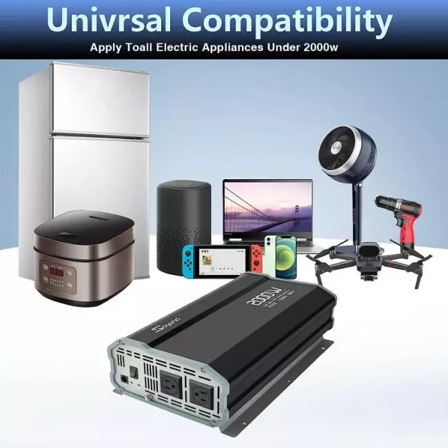 2000W power inverter with high-speed cooling fan and built-in fuses for device protection