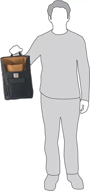 Carhartt Car Organizer that attaches to the head rest of car seat with webbing strap and side release buckle