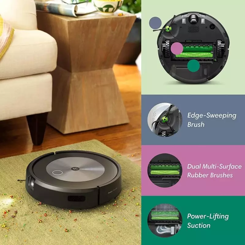Roomba j7+ using 10x Power-Lifting Suction to remove stubborn dirt