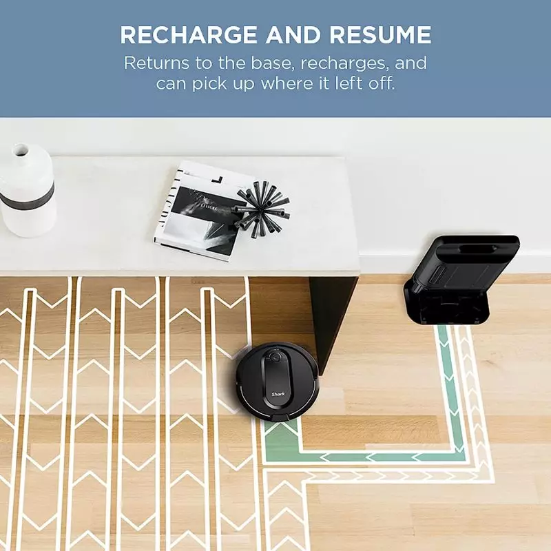 User controlling Shark IQ Robot Vacuum via app and voice commands with Google Assistant or Alexa