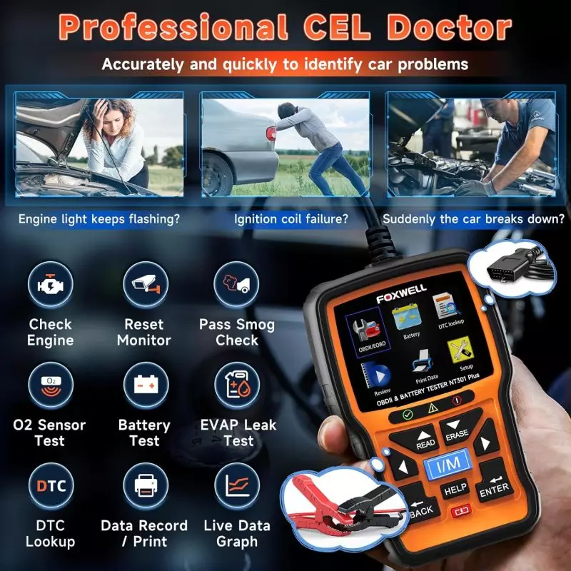OBD2 tester with advanced EVAP System Test for accurate diagnostics