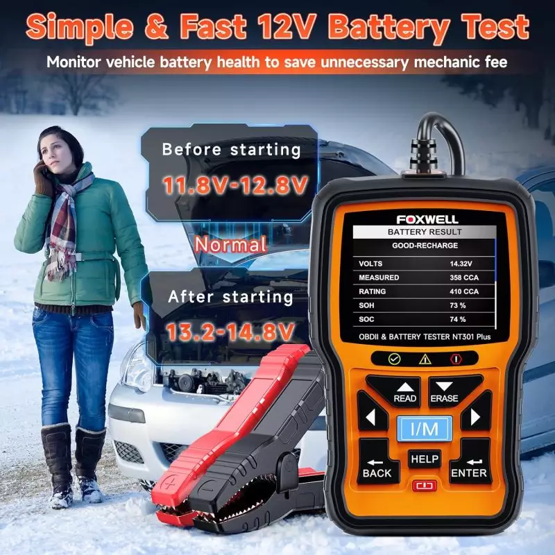 FOXWELL NT301 Plus OBD2 Scanner with Live Data in Text & Graph