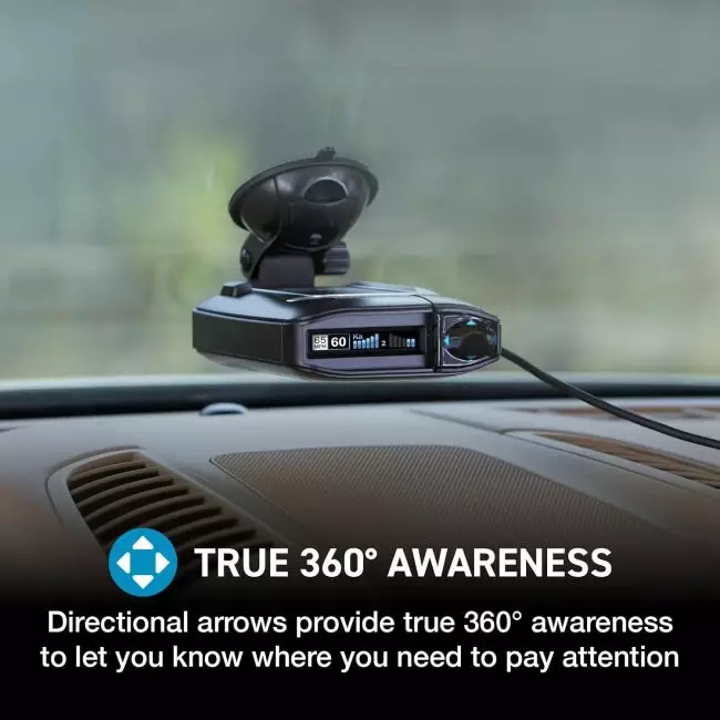 Max 360 Escort radar detector's exclusive database of red light and speed camera locations