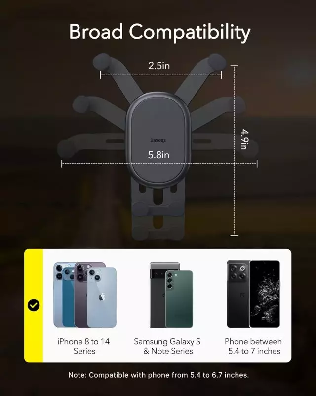 Compatible with a Wide Range of Smartphones, Baseus Car Holder Supports iPhone 8 to 15 and Android Phones