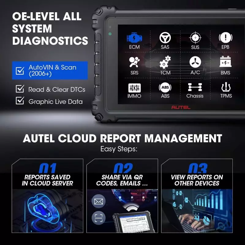 Autel MS906Pro Scan Tool Offering Extensive Vehicle Coverage for Professional Mechanics and Repair Shops