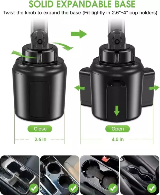 Secure and easy-to-operate EOCAHO car phone holder with quick release button and non-slip rubber cushioning