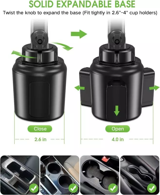 Secure and easy-to-operate EOCAHO car phone holder with quick release button and non-slip rubber cushioning