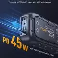Portable YaberAuto car battery jump starter with multiple device charging capabilities