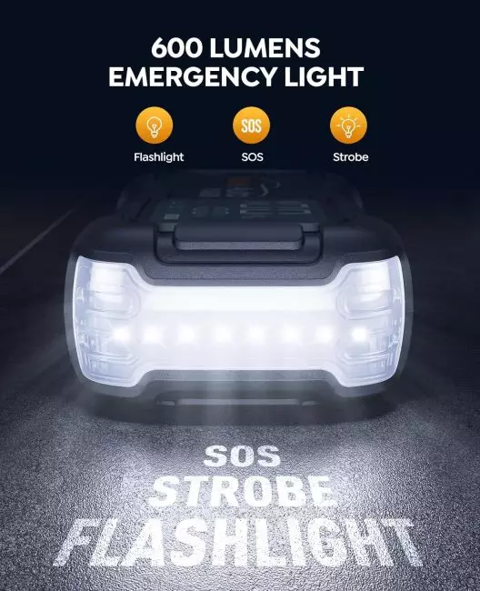 Smart LCD screen on the YaberAuto car battery jump starter displaying status