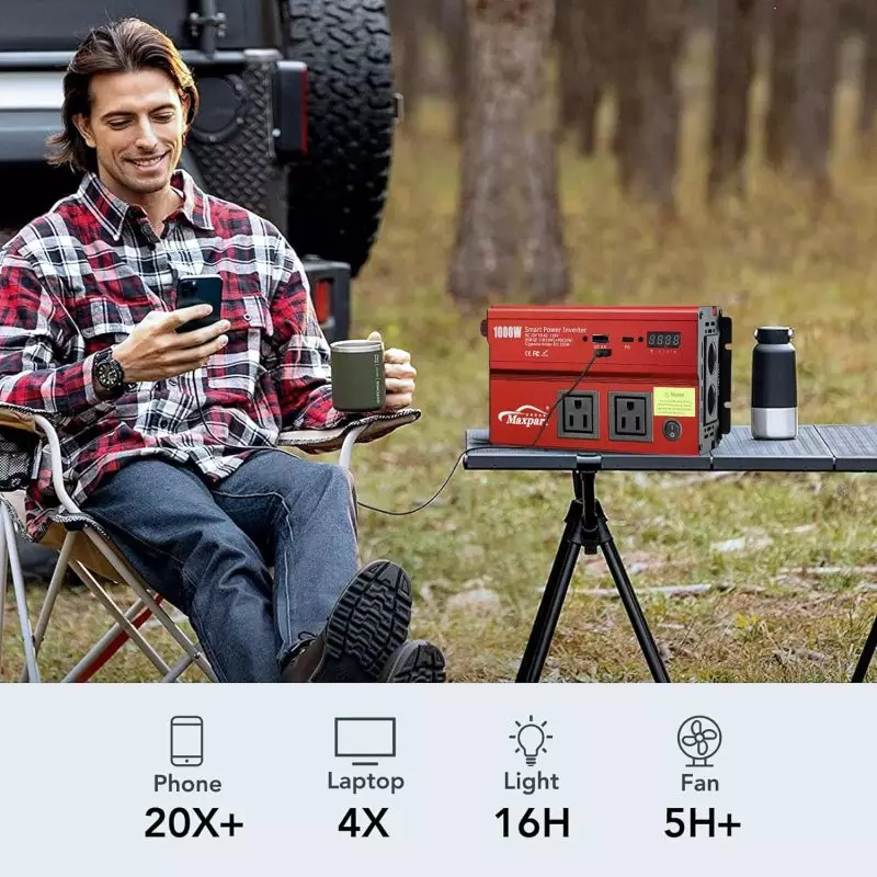 Robust 1000w power inverter with cooling fan and smart technology for vehicle use