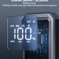 Smart Tire Pressure Monitor Display showing battery level, inflation mode, and options for car, motorcycle, and bicycle