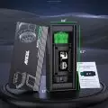 ANCEL HD100 PRO diagnostic tool for heavy-duty trucks,   featuring a green connector,   displayed with packaging and user guide