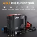 UTRAI multifunctional device showcasing a jump starter,   air compressor,   flashlight,   tire inflator,   power bank,   and SOS light with accessories