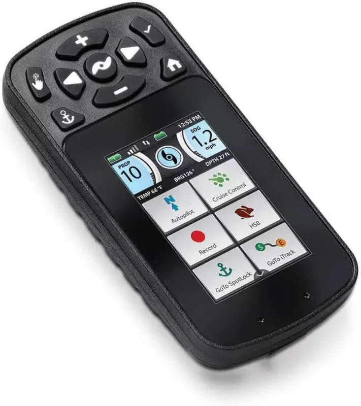 Minn Kota Terrova iPilot Link Remote | Advanced Marine GPS Display for Precision Boating Minn Kota Terrova iPilot Link handheld remote with display showing navigation and boat control features