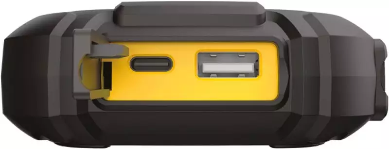 Durable Device with USB-C and USB-A Ports for Outdoor Use Close-up of a rugged device's USB Type-C and Type-A ports under a protective flap