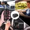 VGate iCar Pro OBD2 tool connected to a car with driver checking vehicle diagnostics on smartphone