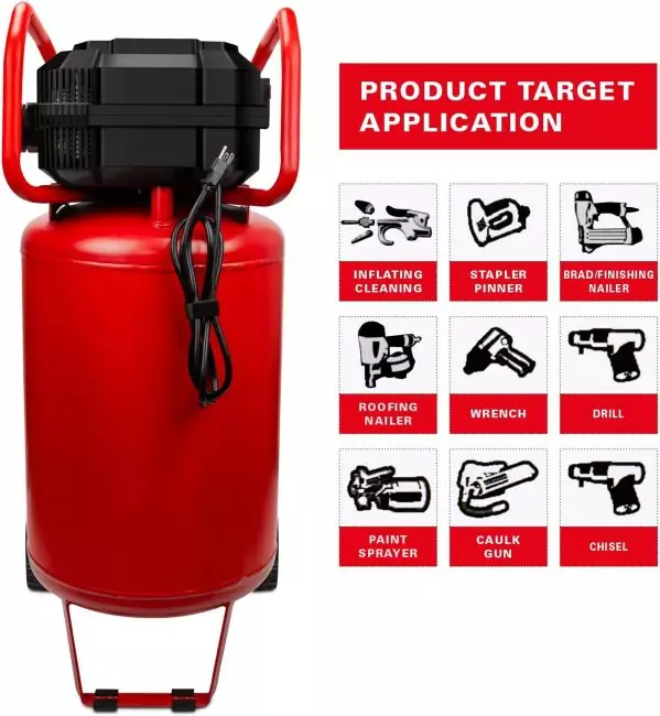 Craftsman 20 Gallon Air Compressor, Oil-Free 1.8 HP, 175 PSI, Dual Couplers - Image 4