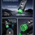 ANCEL OBD2 scanner with a green connector for heavy duty truck diagnostics,   featuring Bluetooth 5.0 and WiFi,   compatible with Android and Apple devices