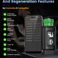 Mechanic using Ancel OBD2 scanner, heavy duty truck scanner for DPF reset and regeneration on a Cummins engine